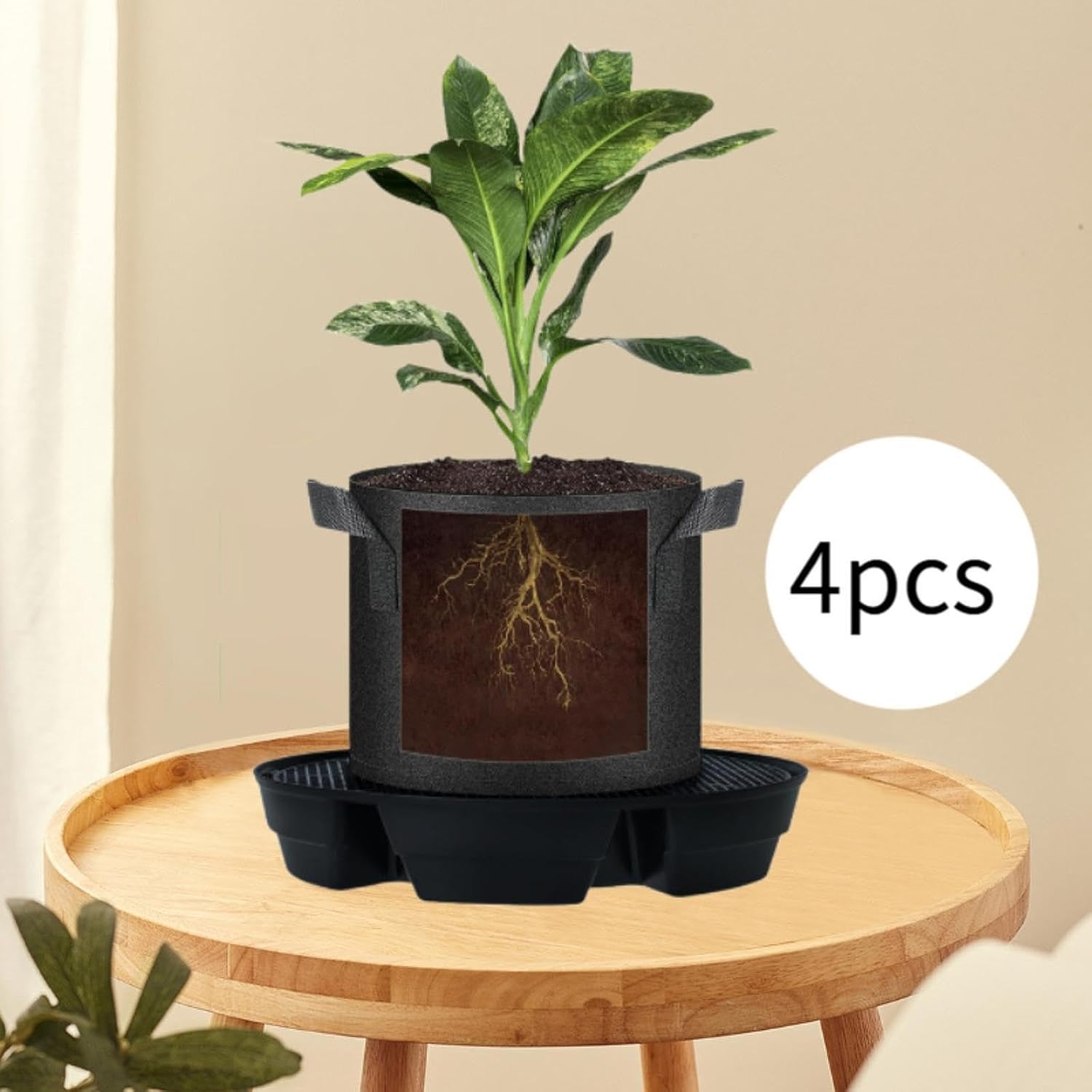 ＫＬＫＣＭＳ 4Pcs Self Watering Pot Base Set Patio Indoor Fabric Pot Base No Accumulation image number 2