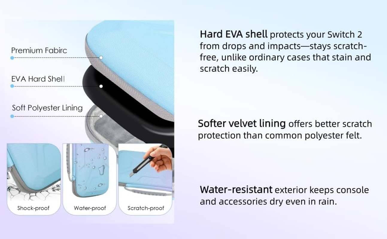 Churiyameen Carrying Case for Nintendo Switch 2(2025) Compatible with Console & Accessories Game,Shockproof Protective Hard Shell,Portable & Durable Large Capacity Storage Travel Case(Black) - Black image number 1