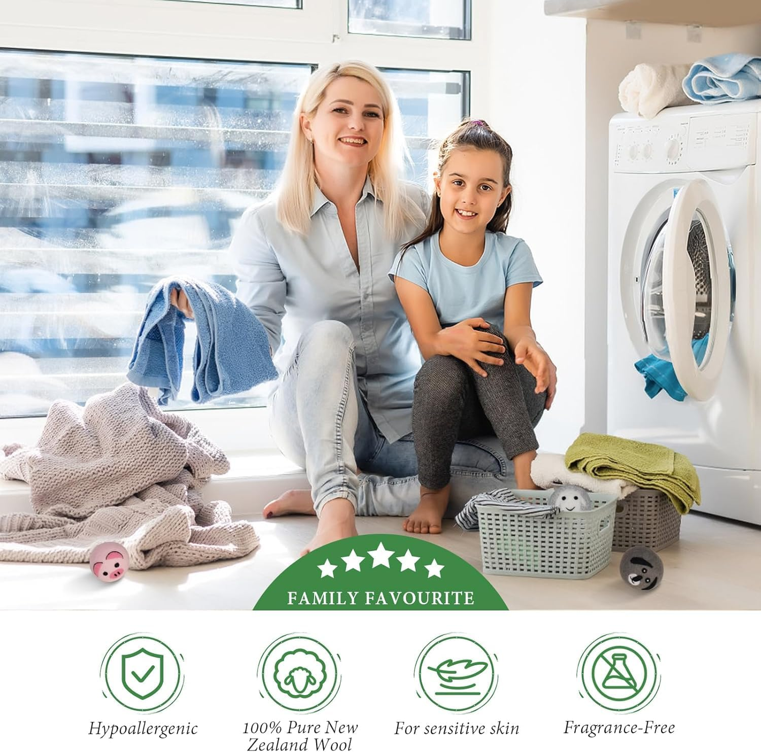 Wool Dryer Balls XL (6 Pack) &ndash; Eco-Friendly Reusable Laundry Balls, Softens Naturally & Reduces Drying Time with Storage Bag image number 5