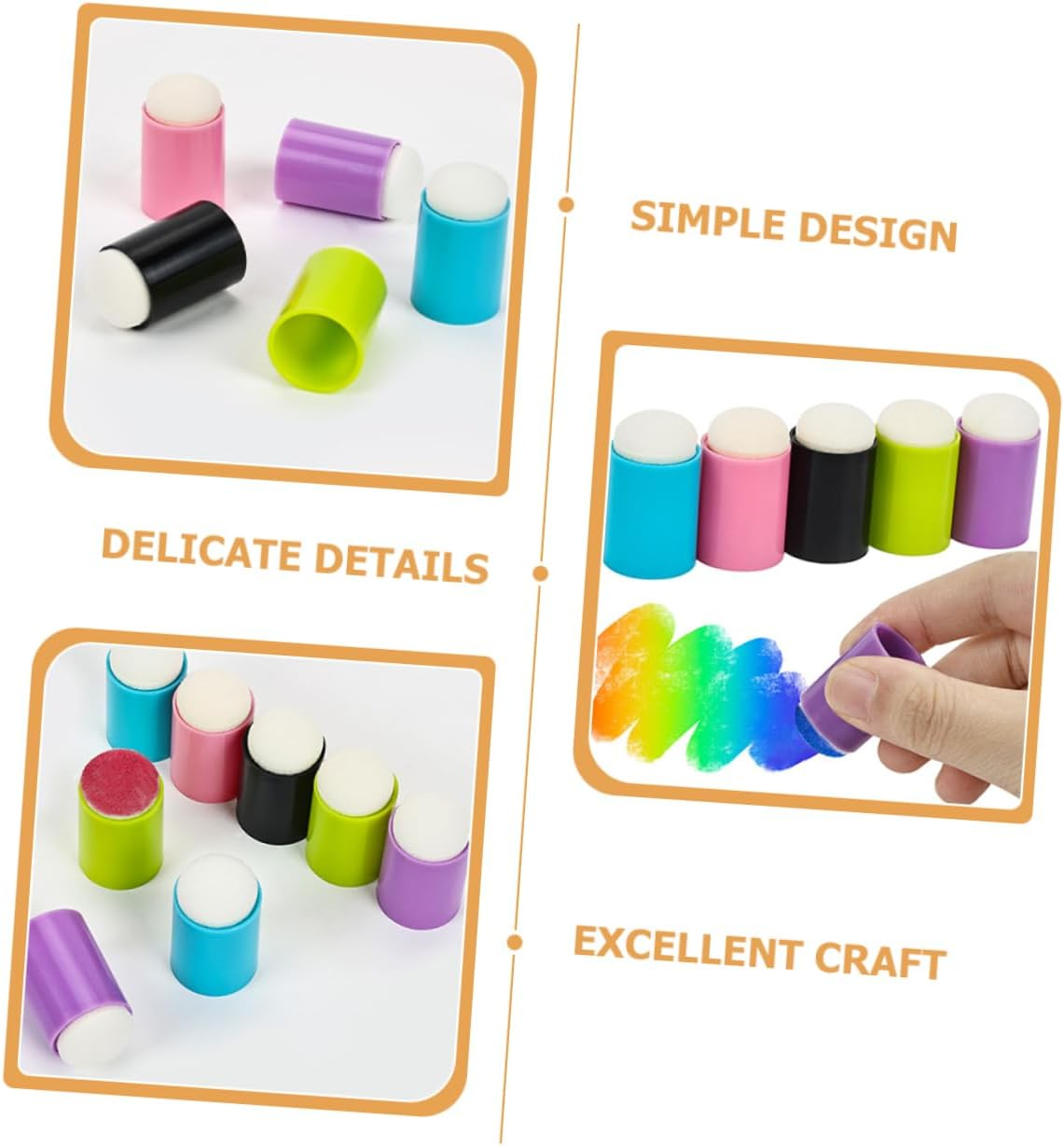 NULYLU 30Pcs round Pen Manicure Nail Art Sponge Heads Nail Polish Painting Brush Heads Replacement for Art Marker image number 5