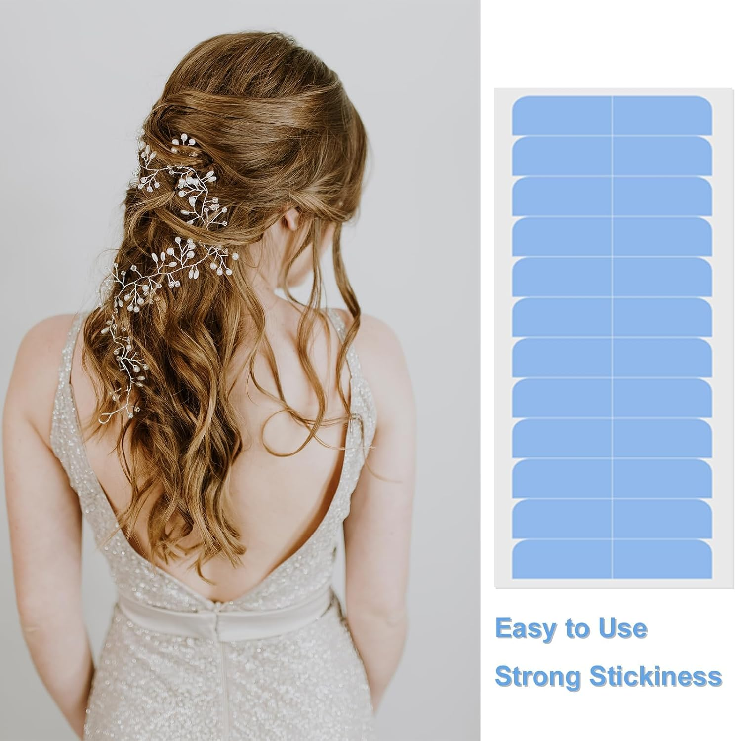 180 Pcs Hair Extension Tape Taps, Double Sided Adhesive Hair Extension Tape Replacement, Professional Strong No-Residue Bonding Tapes (Blue) image number 5