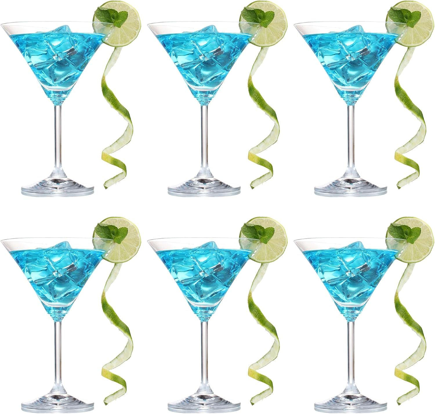 6 PCS Classic Martini Glass Set, Hand Blown 3.7 Ounce Cocktail Glasses, Perfect for Cosmopolitan Gimlet Home Bar Party and Gift Set of Elegant Martini Drinkware