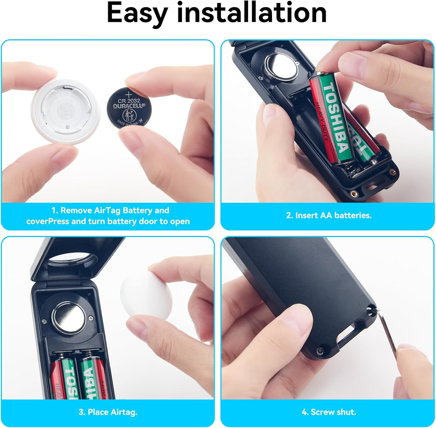 Battery Case for Apple Airtag,Airtags 10-Year Extended Battery,Waterproof Airtag Holder with Adhesive Mount,Cr 2032 Batteries Replacement,For Car,Backpacks,Luggage,Motorcycles image number 5