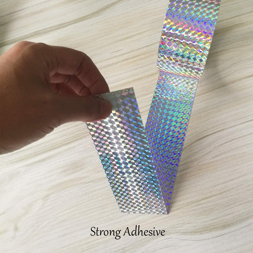 Reflective Tape 2 Inches X 164 Feet Roll, Self-Adhesive Holographic PET Tape for Bird Deterrent, Packing, Crafts, DIY Art & Decoration &ndash; SZTTY image number 5