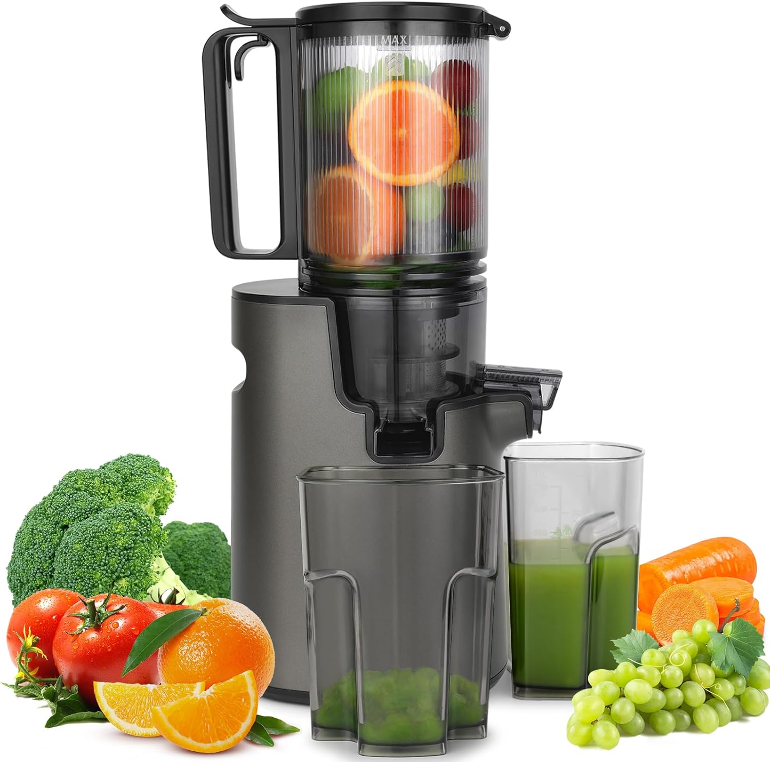Electric Juicer Masticating Juicer Machine for Whole Fruits and Vegetables, Cold Press Squeezer Slow Juicer with Wide Mouth 80Mm Feeding Chute, Reverse Function Quiet Motor 350W Juice Extractor image number 6