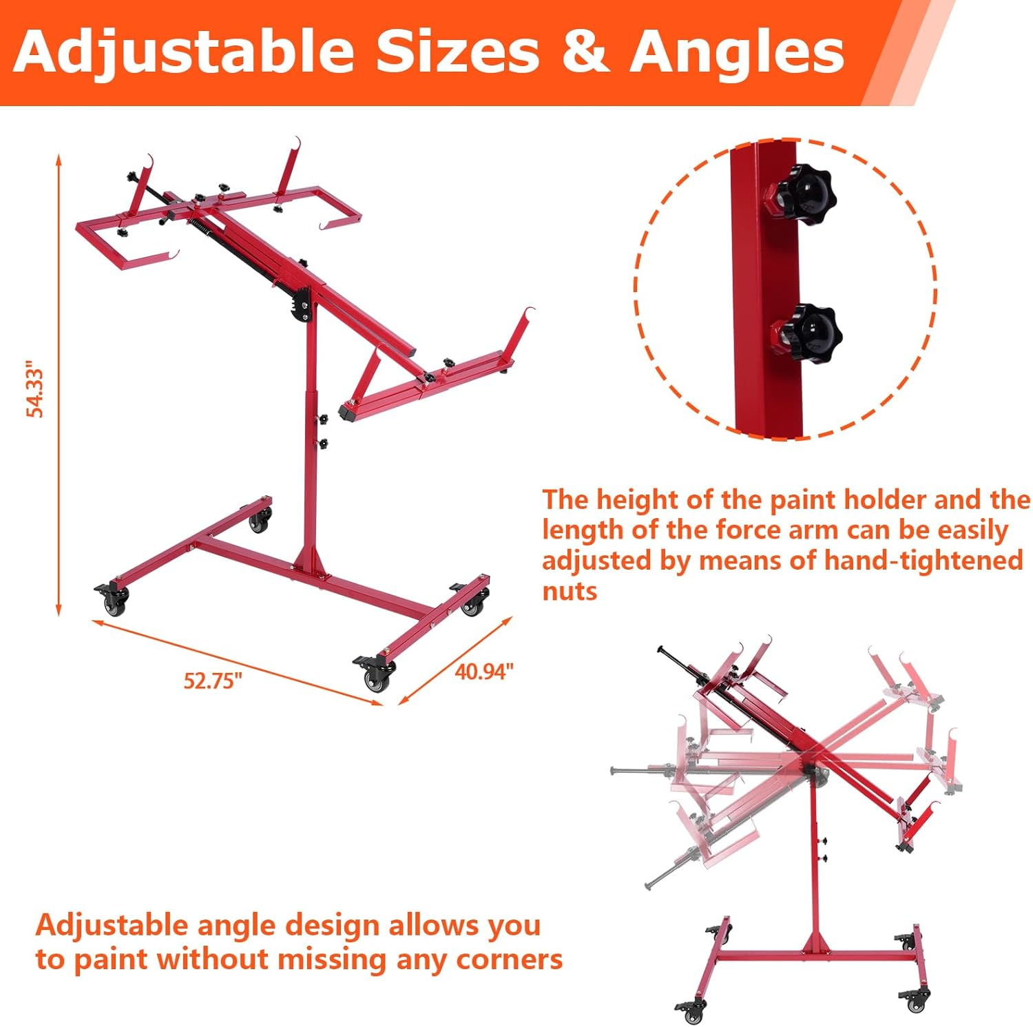 Multifunction Automotive Paint Stand, 0&deg; to 90&deg; Adjustable Rotating Paint Stand Bumper, Hood, Wings and Door Stands for Painting image number 1