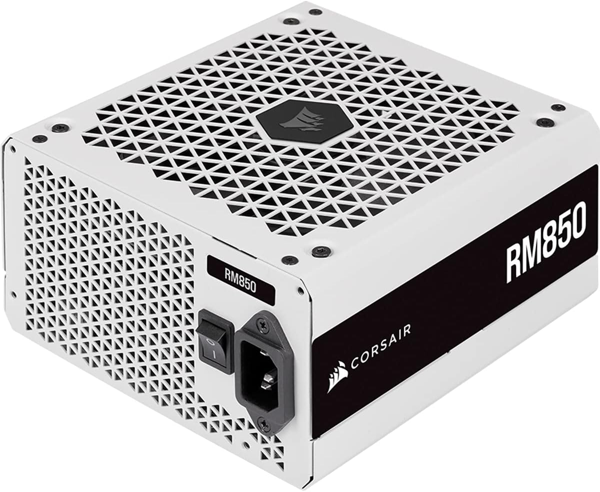 Corsair RM850 (2021), RM Series, 850 Watt 80 plus Gold Fully Modular ATX Power Supply (Three EPS12V Ports, Quiet Operation, Zero RPM Fan Mode, Capacitors Rated at 105 &deg;C), White image number 1
