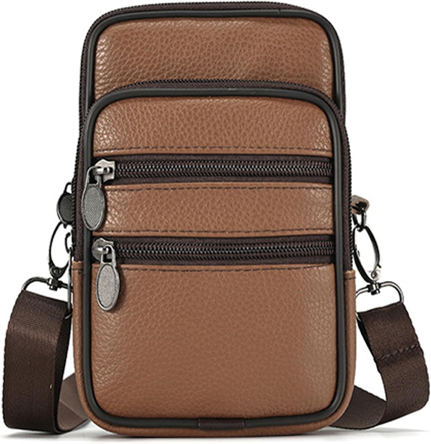 Mens Shoulder Bags,Travel Shoulders Bag Messenger Bag Vintage Genuine Leather Mans Change Purse with Zipper Pocket Waterproof Crossbody Handbag Satchel Sling Pack for Leisure,Festivals and Travel