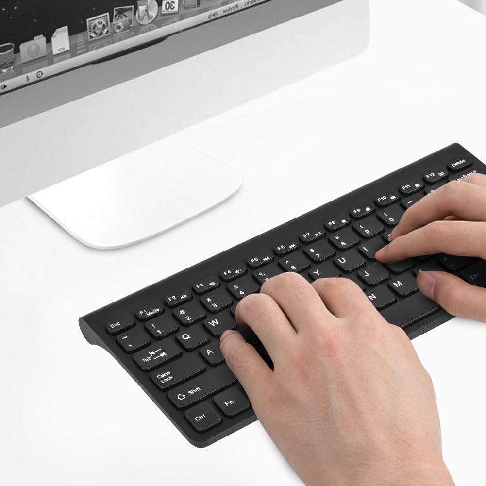 Usb Wired Keyboard Mouse Kit, Mini Ergonomic Keyboard and Mouse Set - Black/White, Ultra-Thin Design, Suitable for Office Work and Entertainment Life(Black) image number 2