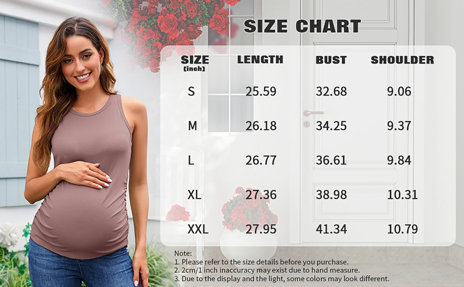 UNCLECAT Women'S Maternity Tank Tops Summer Sleeveless Crewneck Ribbed Slim Fitted Blouse Side Ruched Pregnancy Shirts