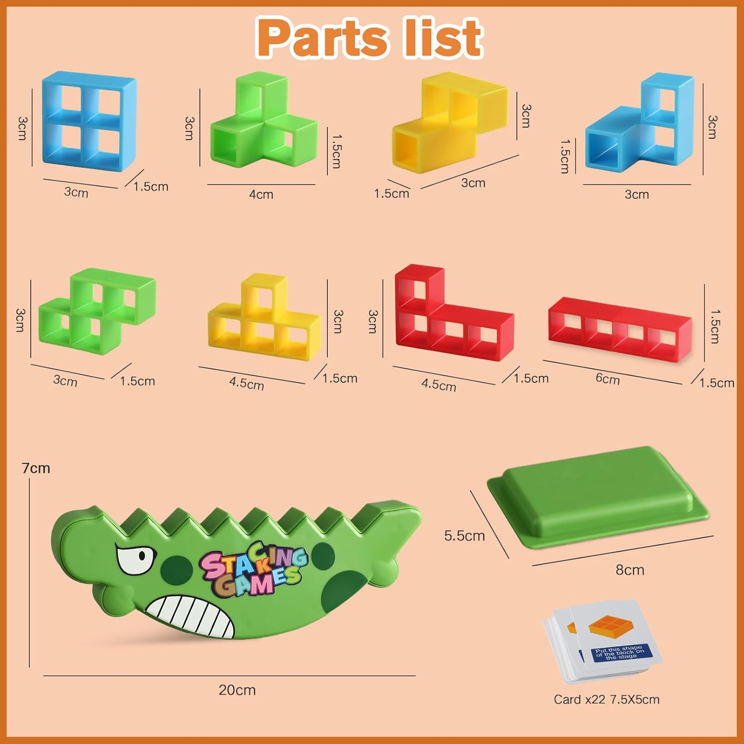 Kids Dinosaur Tower Stack Game! 64PC Upgraded Stacking Blocks &ndash; Bigger, Smoother & Faster | STEM Toys for Kids Ages 3-12 & Adults | Family Party Game for Birthdays & Holidays image number 5