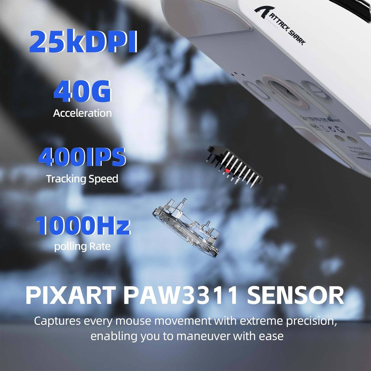 ATTACK SHARK G3PRO Wireless Gaming Mouse with RGB Charging Dock,2.4G/Usb-C Wired/Bt PAW3311 Optical Sensor 1K Polling Rate Adjustable 25K Dpi,500Mah Battery Ultra Lightweight 59G Mice (White) - Berry Red image number 6