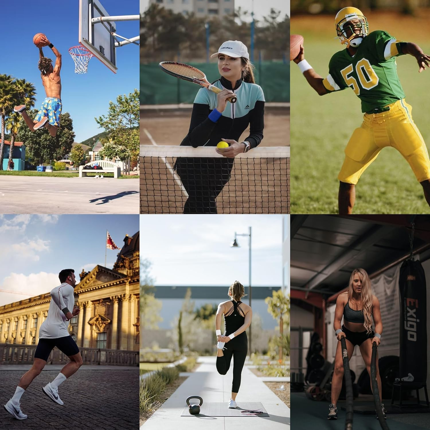 Zhangjunfle Cotton Sweatbands, 12 Piece Set, Sports Wristbands for Tennis, Yoga, Basketball, Men and Women image number 2