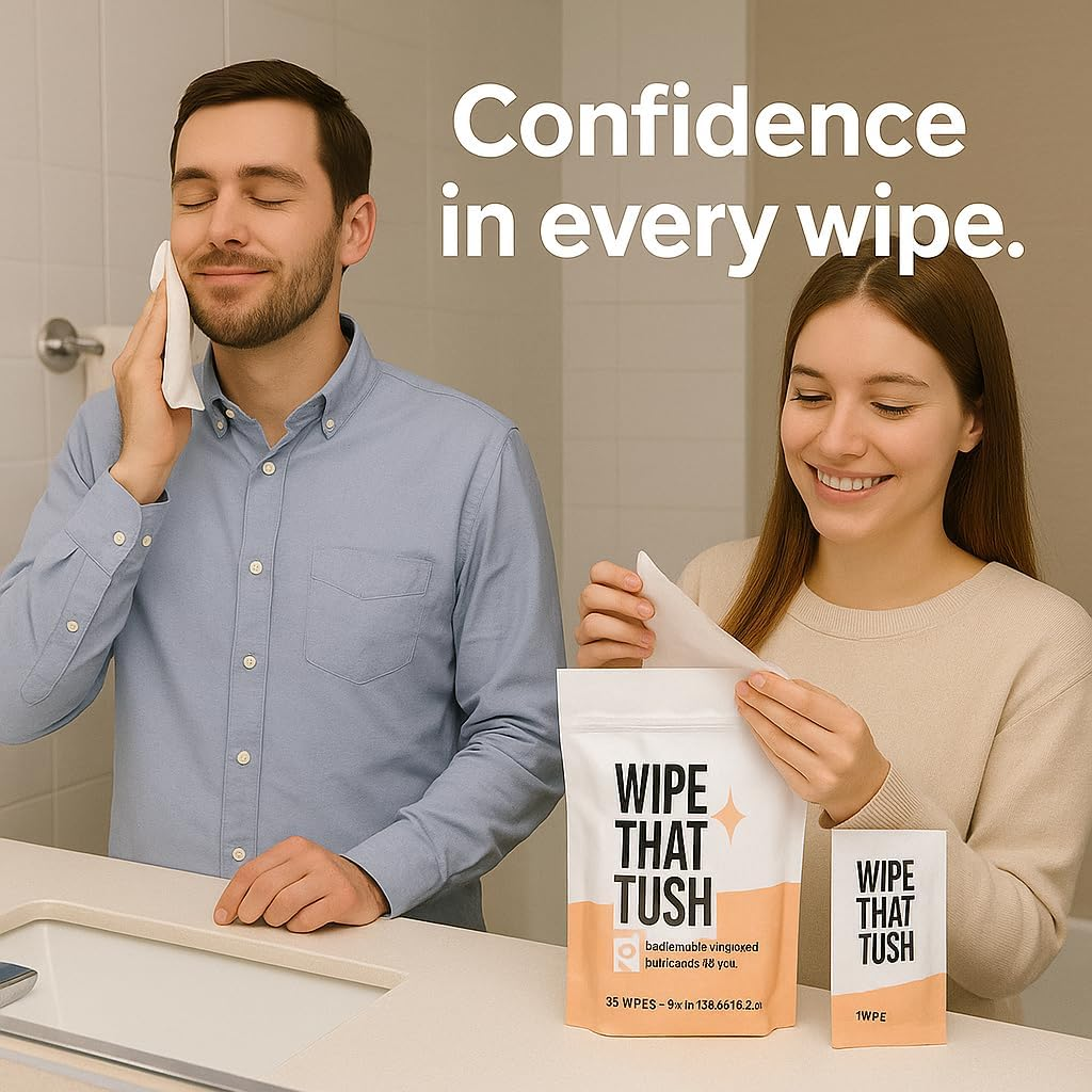 Travel Essentials Flushable Wipes &ndash; 30 Individually Wrapped Extra-Large Aloe-Infused, Hypoallergenic & Unscented, Septic & Sewer Safe (Travel Pack) image number 5