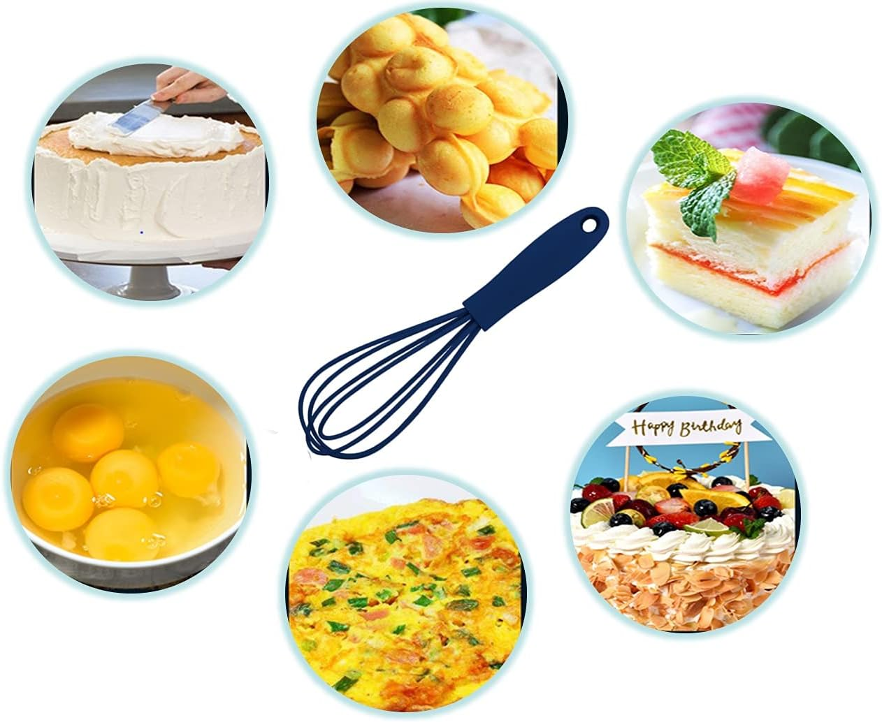 3 Pcs Premium Winaimer Colorful Kitchen Mini Silicone Whisks - Mini Whisk Set Egg Beater for Stirring Cooking Baking, Non Stick Hand Tiny Silicone Balloon Wire Whisk, Milk Frother image number 4