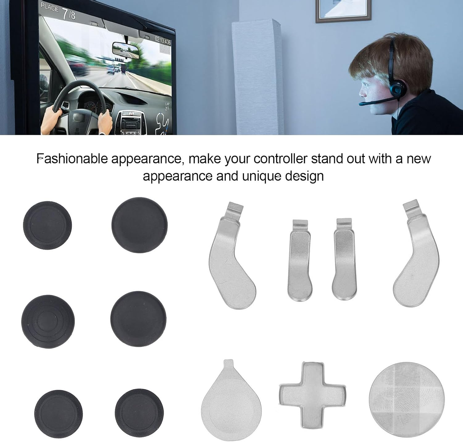 Controller Paddles for Elite Series 2, Controller Accessory Set with Customizable Thumbsticks, D Pad, Paddles and Tool for Enhanced Gaming Experience, Easy to Replace (Silver) image number 3