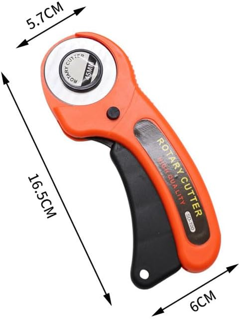 SOVYOULIVE 45Mm Ergonomic Rotary Cutter with 5 Extra Blades, Safety Lock Rolling Cutter for Fabric, Leather, Sewing, Quilting & Crafting, Fabriccutter Wheel for Left and Right-Handed Use image number 2