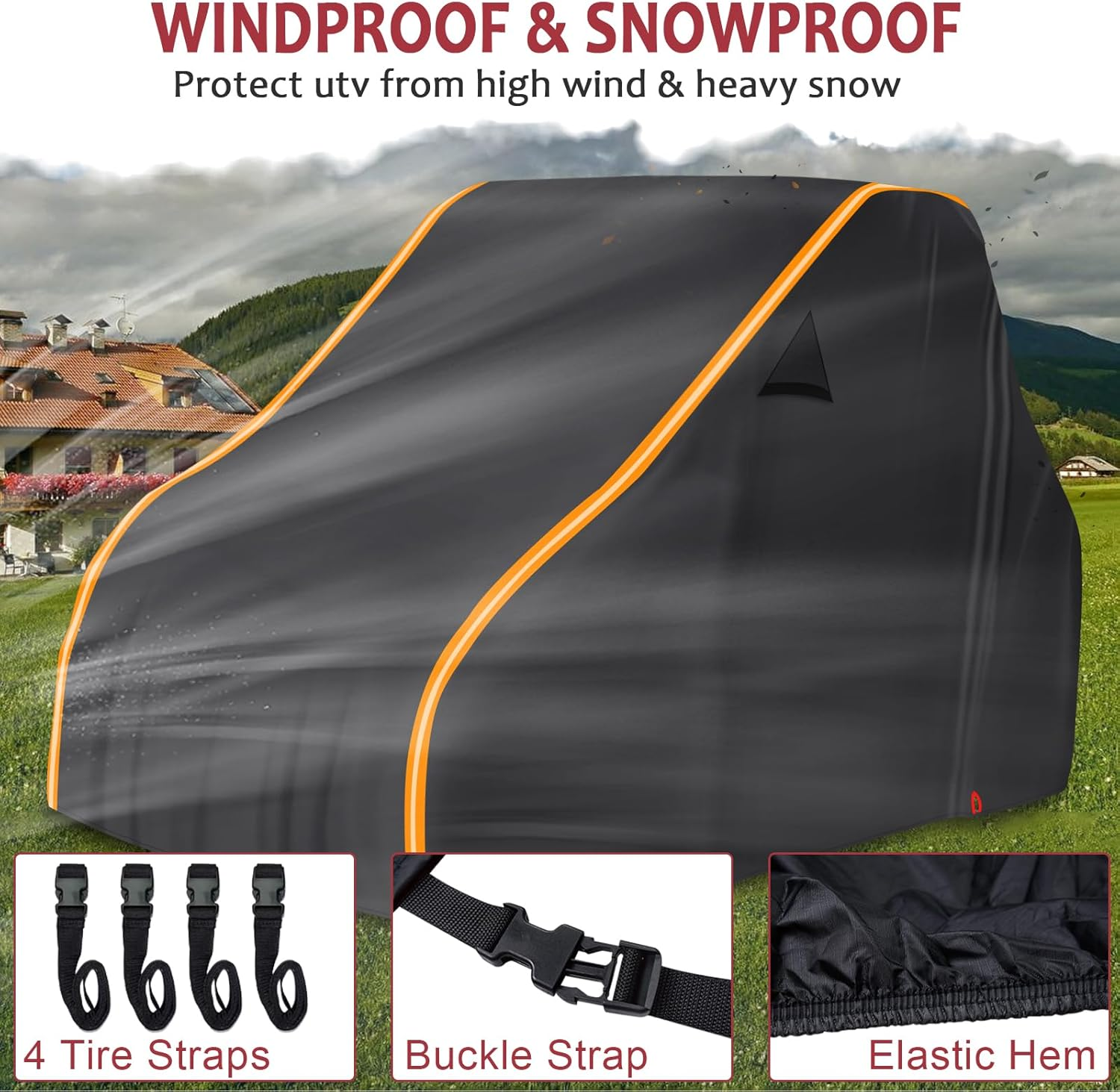 Starknightmt UTV Cover 2 Seater, Full Cover Compatible with Can Am Maverick X3 /Turbo / 900, Kawasaki, CFMOTO, RZR, Talon, SXS Heavy-Duty All Weather Protection Cover 2-3 Seater image number 3