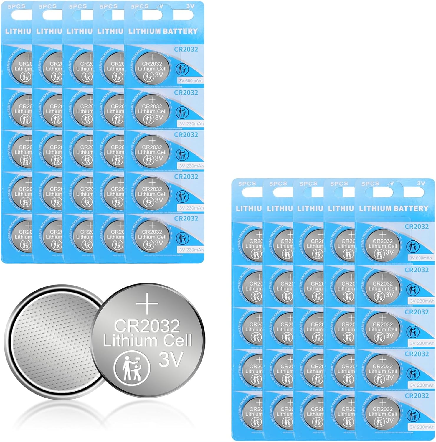 CR2032 Battery 50 Counts 3V 2032 Lithium Coin Button Cell (20X3.2MM) image number 4