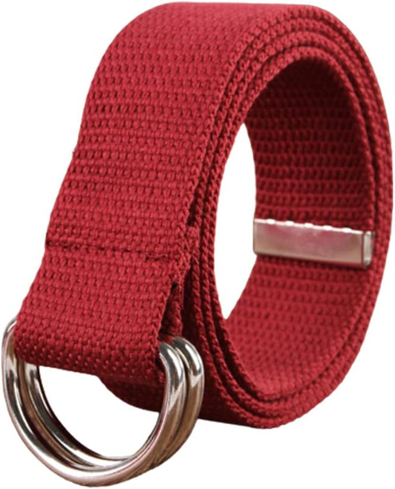 Canvas Metal Waist Belt Men Women Unfading Dual Ring Trimmable Adjustable Stylish Breathable Jeans Belts Waistband image number 3