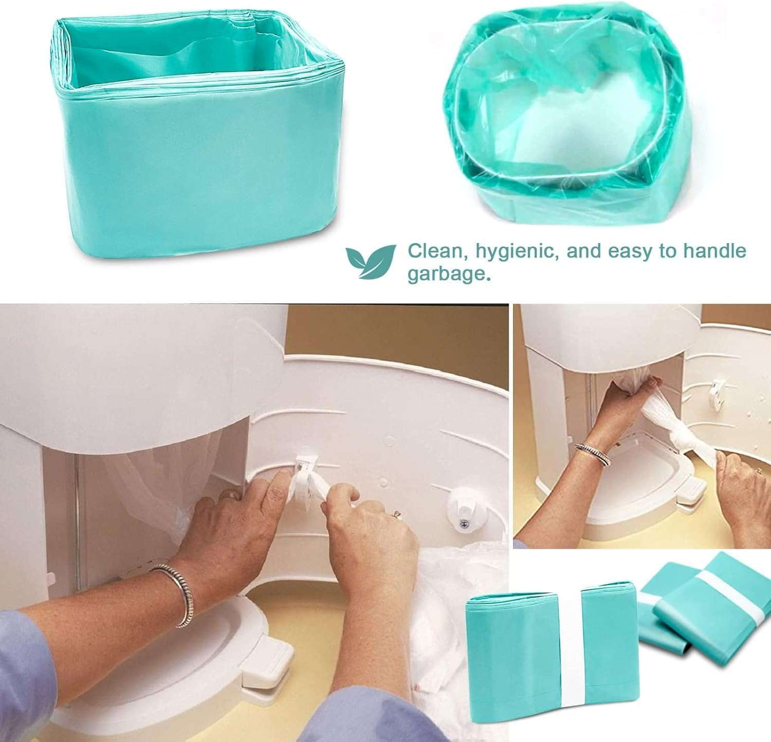 10 Pack Liner Refills Compatible with Nappy Disposal 16L Bin -10M/Bag Diaper Bag Refill,Odor Lock, Baby Diaper Pail Adult Diaper Disposal Liner Refills image number 5