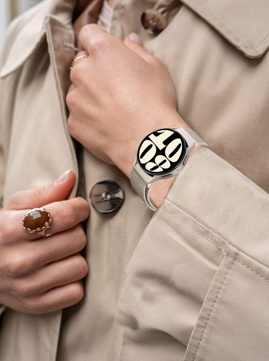 Milanese Band for Samsung Galaxy Watch 7/FE/6/5/4 40Mm 44Mm/Galaxy Watch 6 Classic 47Mm 43Mm/Galaxy Watch 5 Pro 45Mm/4 Classic 46Mm 42Mm Women/Men,Mesh Magnetic Loop Strap,No Gap Metal Correa image number 4