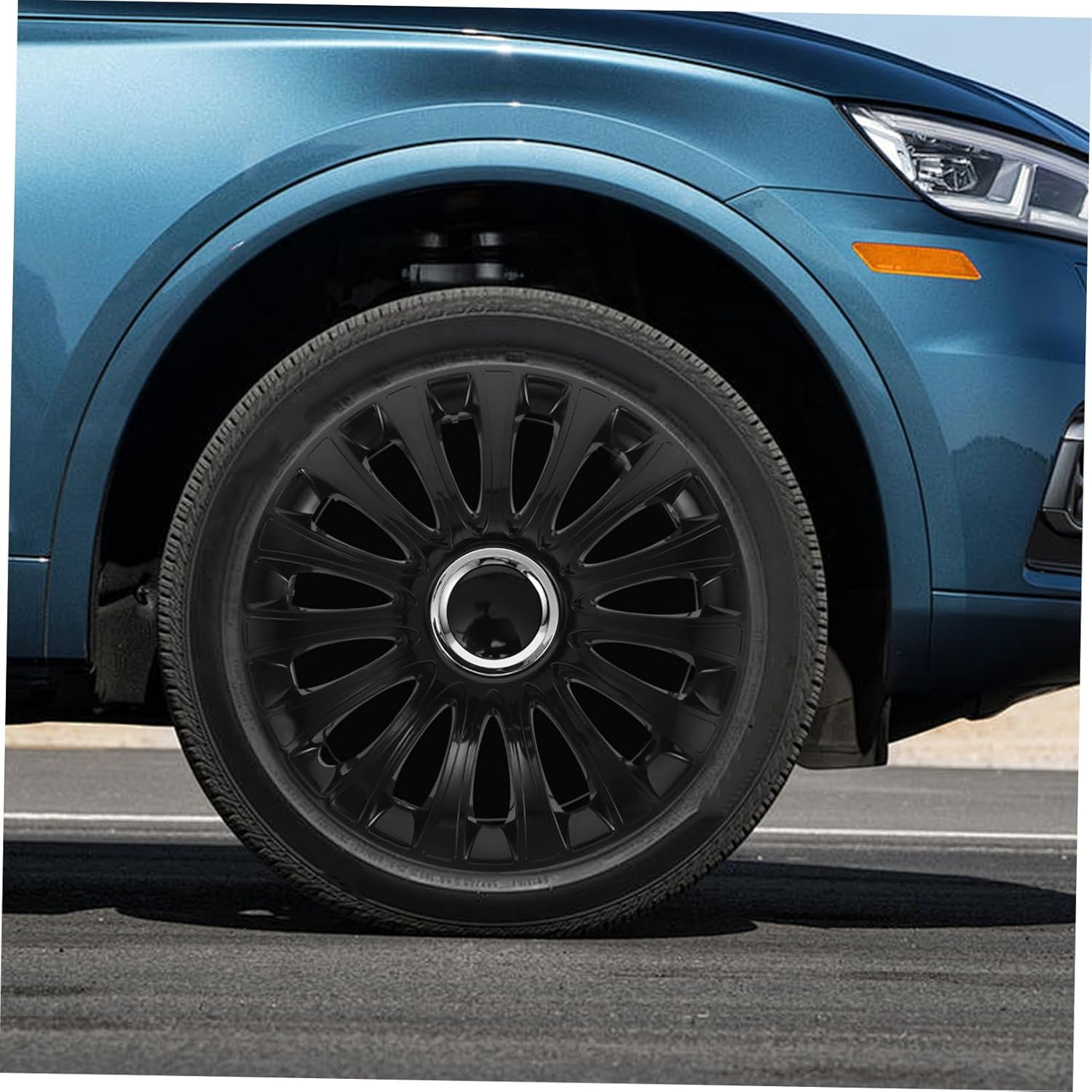 ASAKKURA Universal 14-Inch Automotive Hubcap Wheel Rim Cover, Sturdy Plastic Vehicle Hub Covers for Car Tires, Black Decorative Hub Caps Suitable for Most Cars and Suvs image number 2