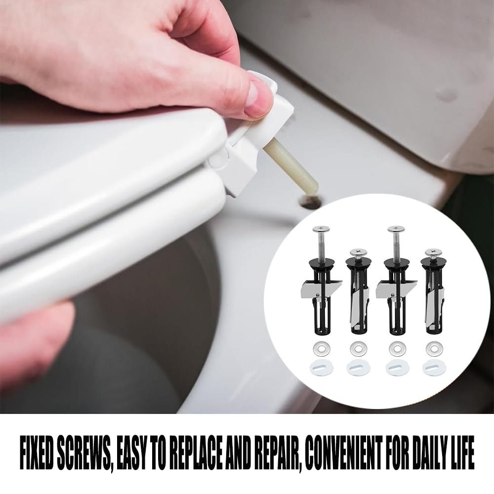 4Pcs Heavy Duty Toilet Seat Bolt Kit,Universal Toilet Seat Screw Replacement, Anti-Rust Toilet Seat Fastener & Hinges Kit for Easy Installation, Maintenance,Fits All Toilet Seats image number 1