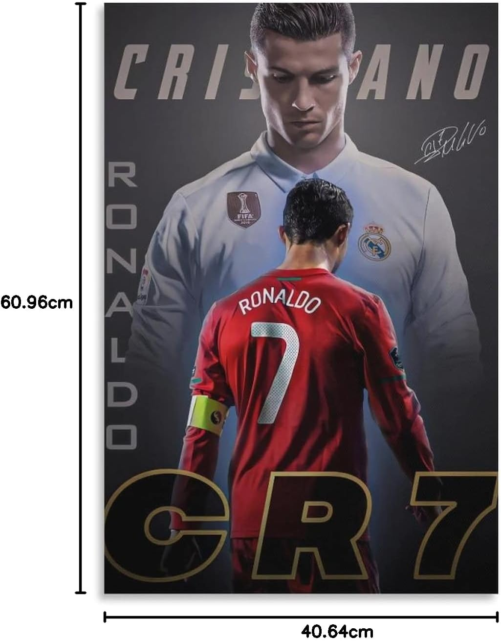 Cristiano Ronaldo Poster 1 Wall Art Canvas Print Poster Home Bathroom Bedroom Office Living Room Decor Canvas Poster Unframe: 16X24Inch(40X60Cm) image number 5