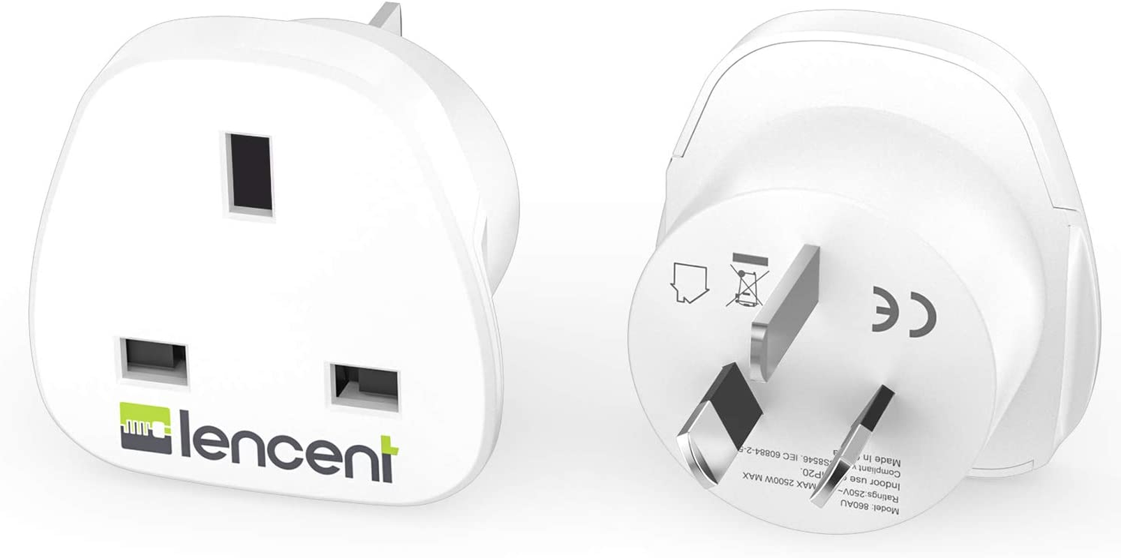 LENCENT 2X UK to Australia China Plug Adapter, Grounded Australian Travel Adapter for Australia New Zealand China Fiji Argentina and More (Type I) image number 2