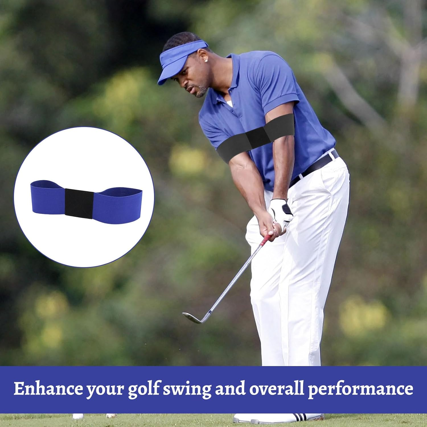 Golf Equipment, 2 Pcs Golf Swing Trainer Aid, Golf Training Aid for Golf Beginners Unisex, Golf Swing Arm Band Training Aid, Golf Swing Correcting Arm Band, Golf Grip Trainer (Black and Blue). image number 1