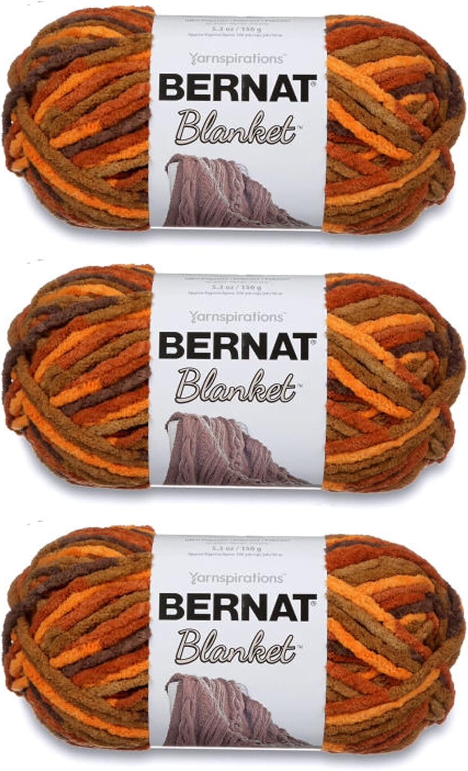 Bernat Blanket Fall Leaves Yarn - 3 Pack of 150G/5.3Oz - Polyester - 6 Super Bulky - 108 Yards - Knitting/Crochet