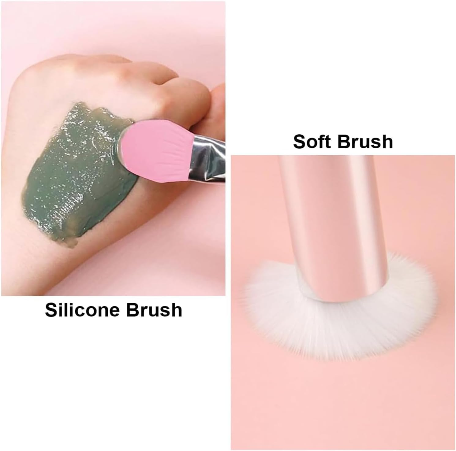 Lexziuo 4PCS Double-Headed Silicone Face Mask Brush &ndash; Soft Fan Brush for Facial Mud, Cream & Lotion Application &ndash; Makeup & Skincare Tool with Nose Massager image number 5