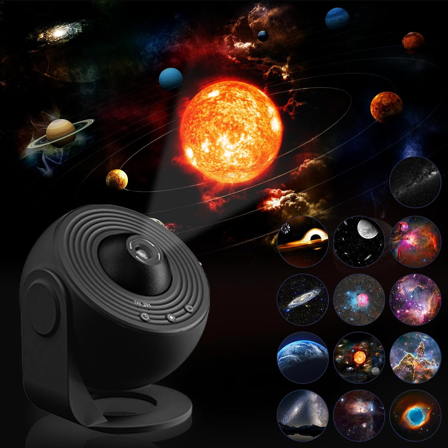 CUTEEEE Starry Sky Projector with 13 Film Discs - Galaxy Night Light Lamp for Moon, Solar System, Nebula and Space Planetarium image number 1