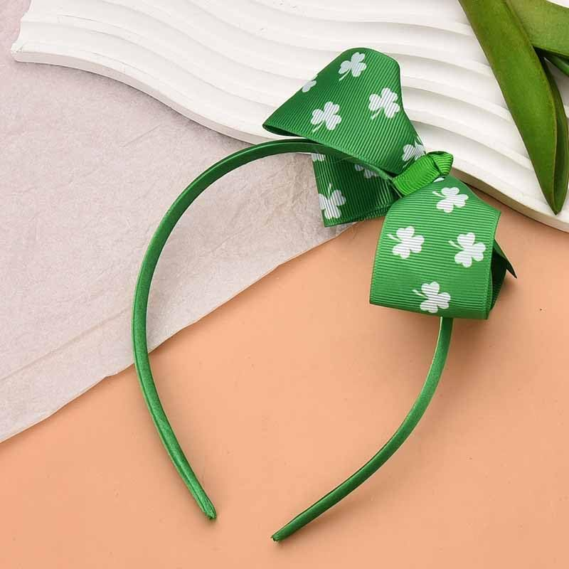 St Patrick'S Day Shamrock Headband for Girls Green Clover Hair Bow Accessories Bow-Knot Headbands Hairband Headpiece for St. Patrick'S Day Party Festival Bows for Hair image number 1