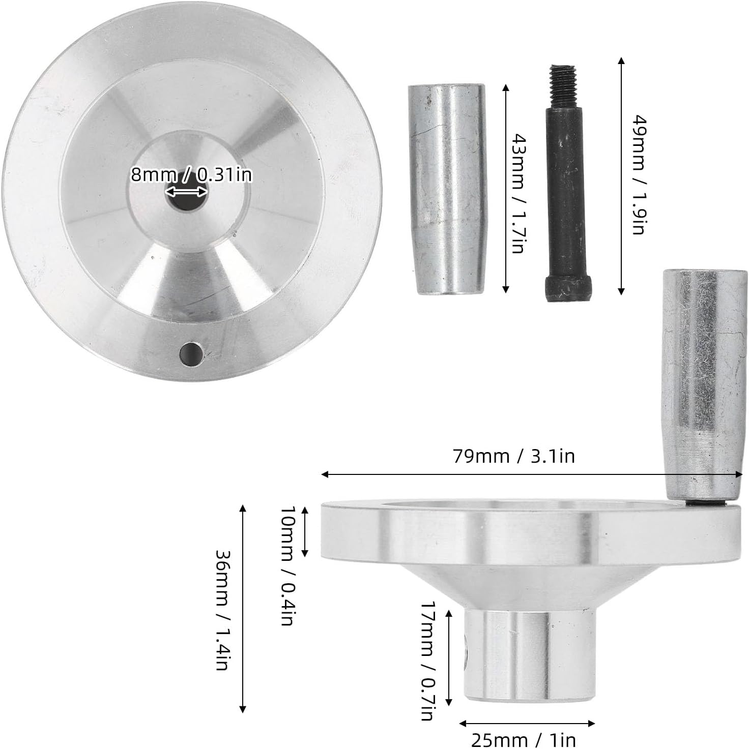 Revolving Handle Handwheel, CNC Aluminum Alloy for Mini Lathe, Chamfered Hole Design Easy Axle Installation on CJ0618A 7X12 image number 3