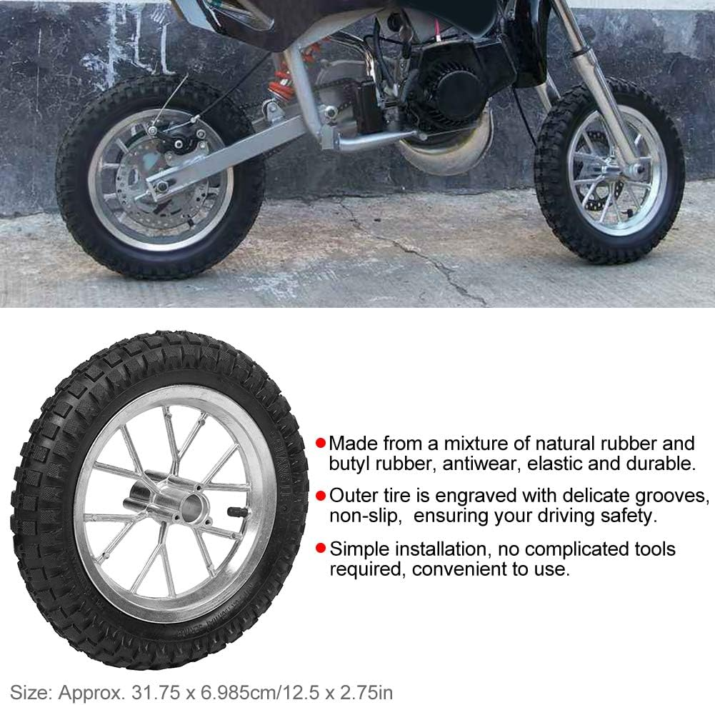 Pitbike Tyres, 12 Inches, Motorcycle Tyres, Powersports Wheel and Tyre Products, 12.5 X 2.75 Inch Motorcycle Front Wheel with Rim, Suitable for Coolster 49 Cc 2-Taini Dirt Bike