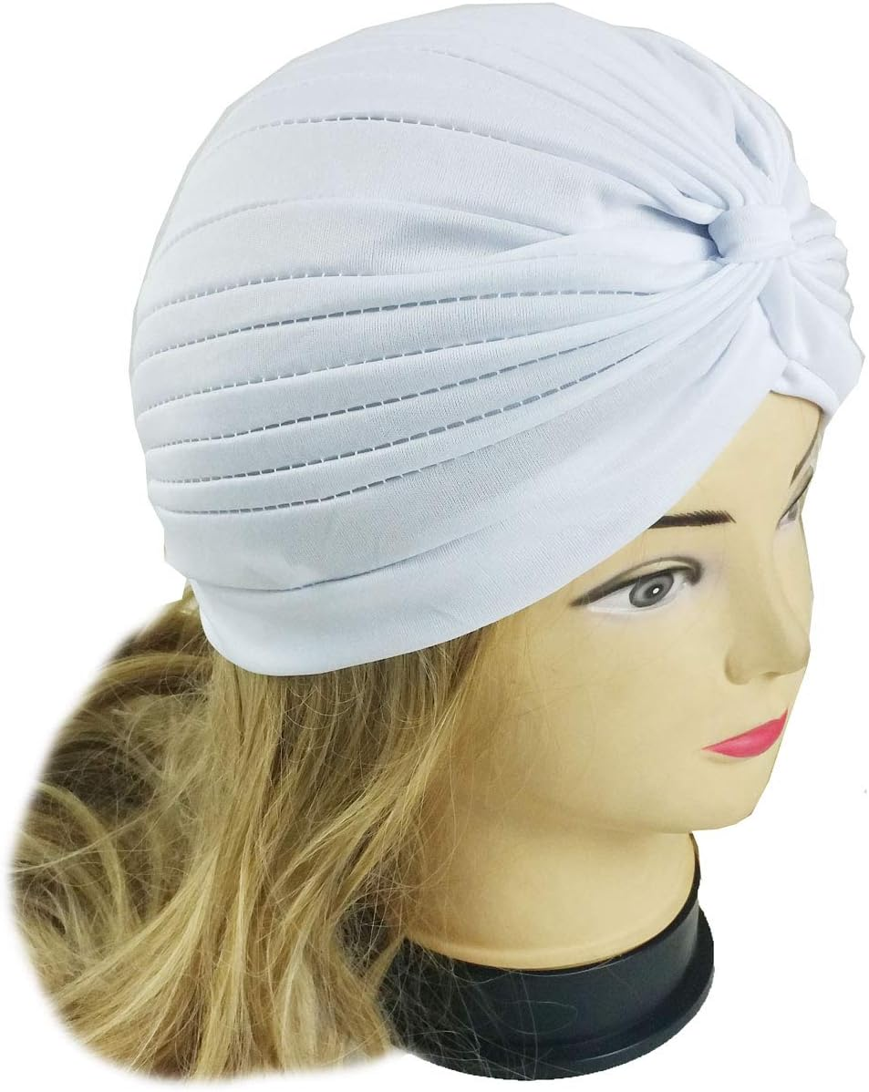 XERU 5 Women Stretchy Turban Chemo Cap Bennie Head Wrap Headwear - 5 Dk image number 6