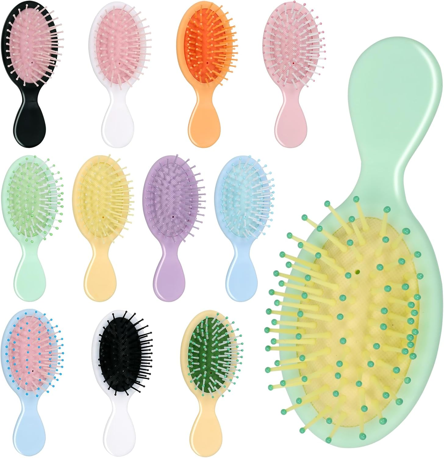 Keadic 12 Pcs Mini Wet Hair Brush, Travel Detangling Brush, for Most Hair Types, with Ease Knots without Tears or Breakage for Wet, Dry & Damaged Hair - Women, & Men, Multicolor image number 4