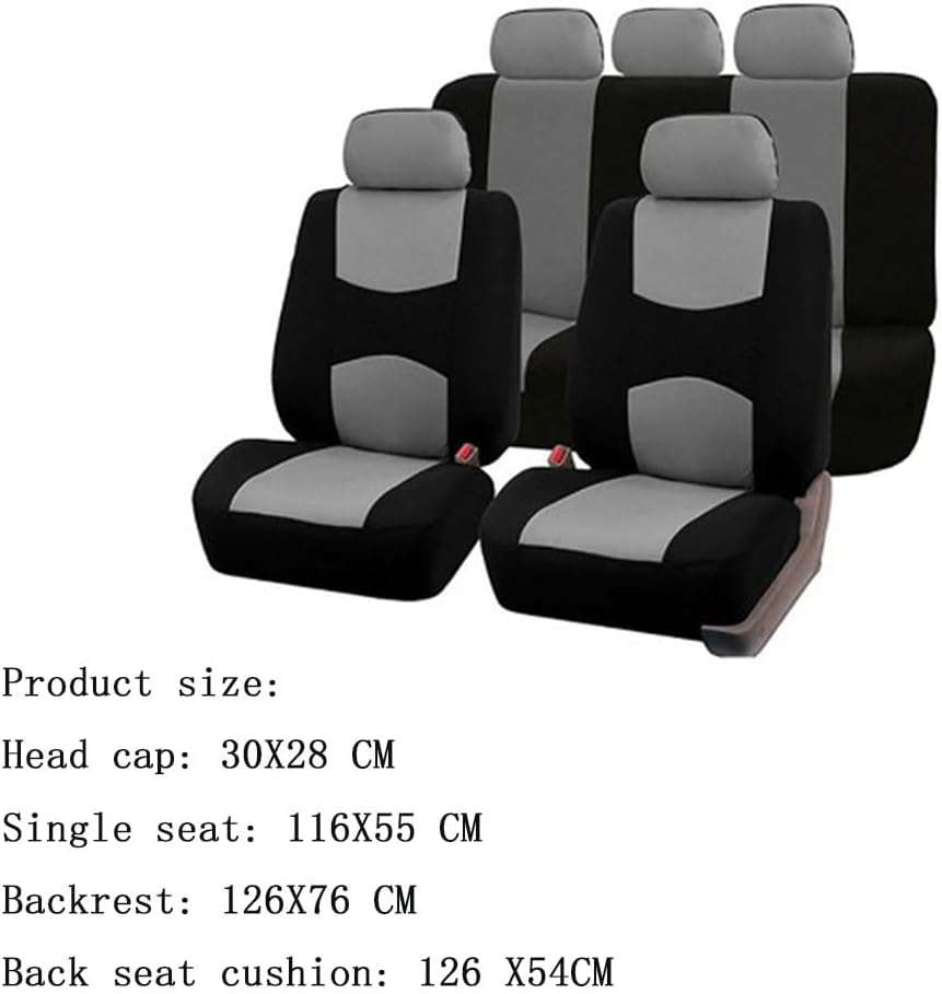 HPAMR Car Seat Covers Full Set 9 PCS Full Set Universal Car Seat Covers Four Seasons Universal 5-Seater Car Front and Rear Split Bench Cars Easy to Install Cover, for Car Truck Van SUV