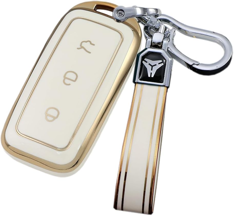 Ontto TPU Car Key Fob Cover Fit for Geely EX5 Galaxy L6 L7 E8 E5 Proton E.Mas 7 2026 2025 2024 Key Holder Smart Case Shell Keyring Keychain Auto Styling Protection Accessories Gold Grey 1