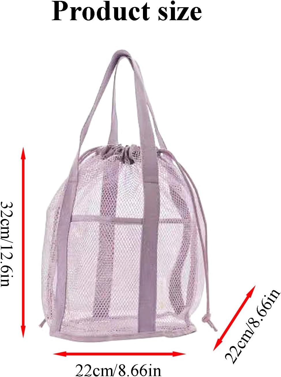 Portable Mesh Shower Caddy with Drawstring Pockets - Hanging Toiletry Bag for College Dorms, Travel, Gym & Camping, Quick-Dry Bathroom Organizer for Beach, Swimming, Essential Shower Tote (Purple) image number 6