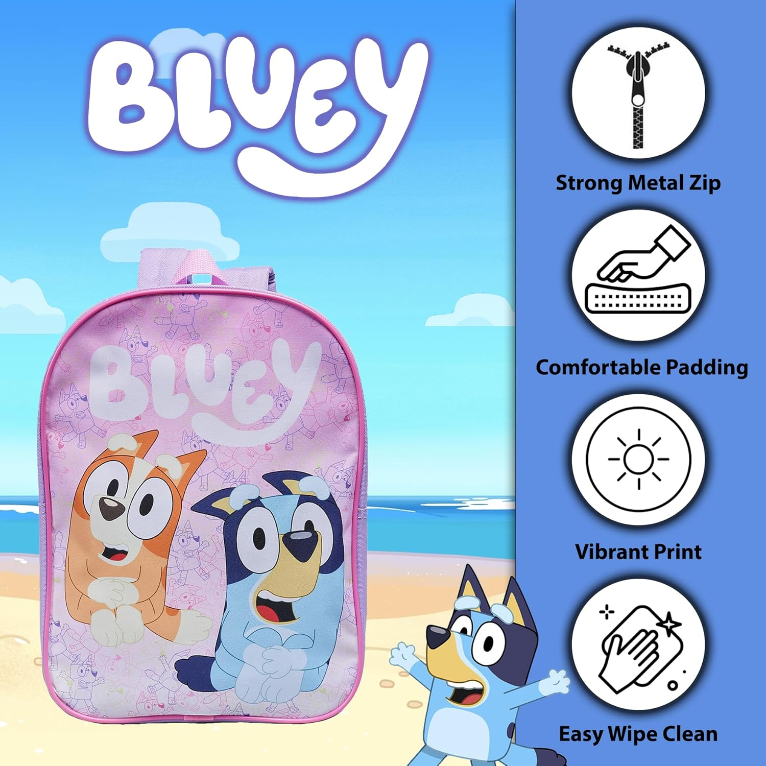 Bluey & Bingo Backpack Kids School Bag Childrens Boys & Girls Nursery Rucksack - Blue image number 6