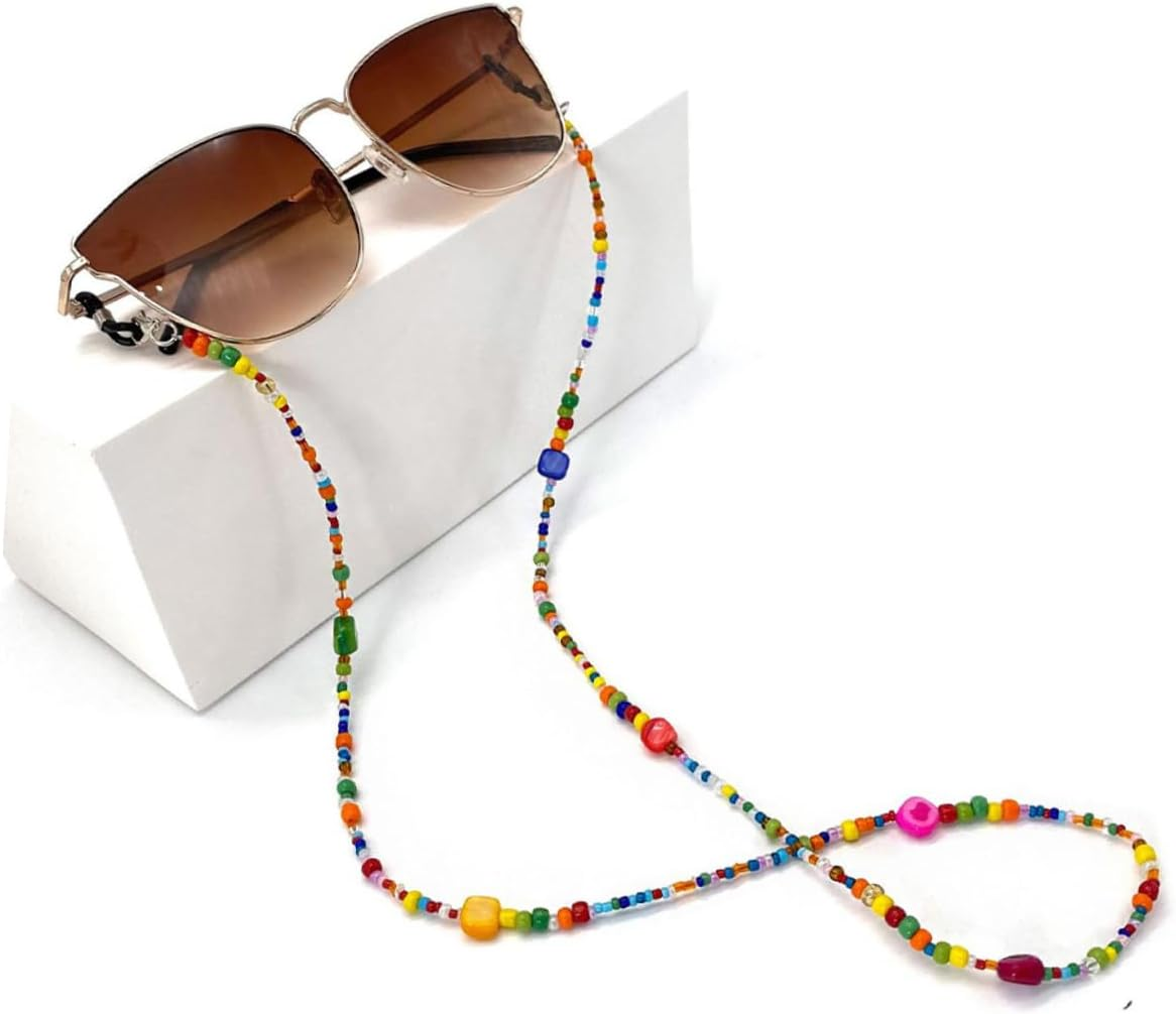 MERRYHAPY Colorful Beaded Glasses Chain for Women Boho Eyeglass Holder Necklace with Shell Accents Mask Lanyard for Sunglasses and Reading Glasses image number 4