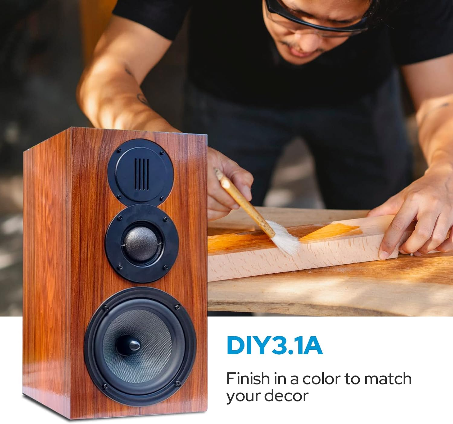 Hivi-Swans DIY 3.1A - 3.1 Passive Bookshelf Speakers - Near-Field Speakers - DIY Speaker Kit - Pair - Black image number 6