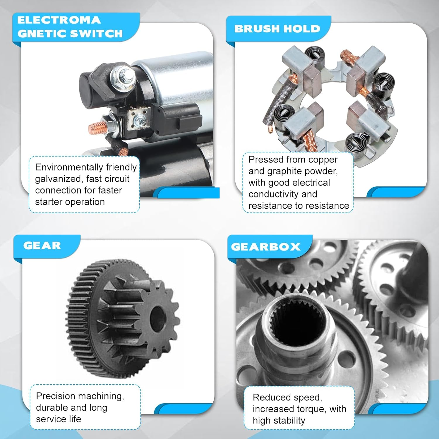 19026 Starter for Pacifica Touring 4.0L 2007-08 Sebring Touring 2.7L 2007-10 Sebring Limited 3.5L 2007-10 Starter Motor OE# 7B0-911-023A SR6459X 04608800AE 4608800AE image number 6