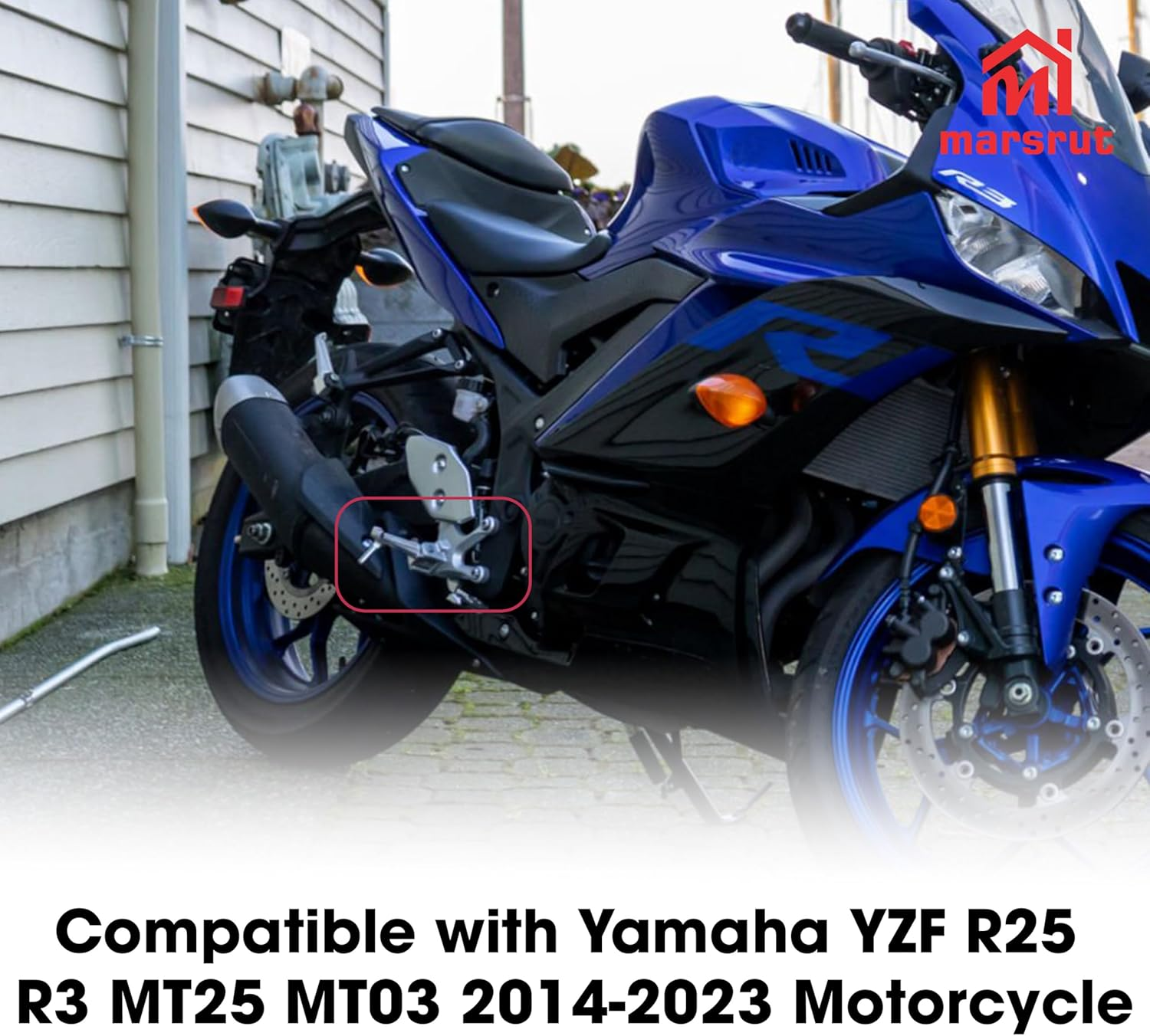 1 Pair Foot Pegs Fits for Yamaha R3 MT-03 YZF R25 MT25 MT03 2014-2023, Front Passenger Motorcycle Footrest Pedal Peg Rest Bracket, Aluminum Driver Footpeg Set, Posapies Para Moto (10Pcs, Color: Black) image number 4