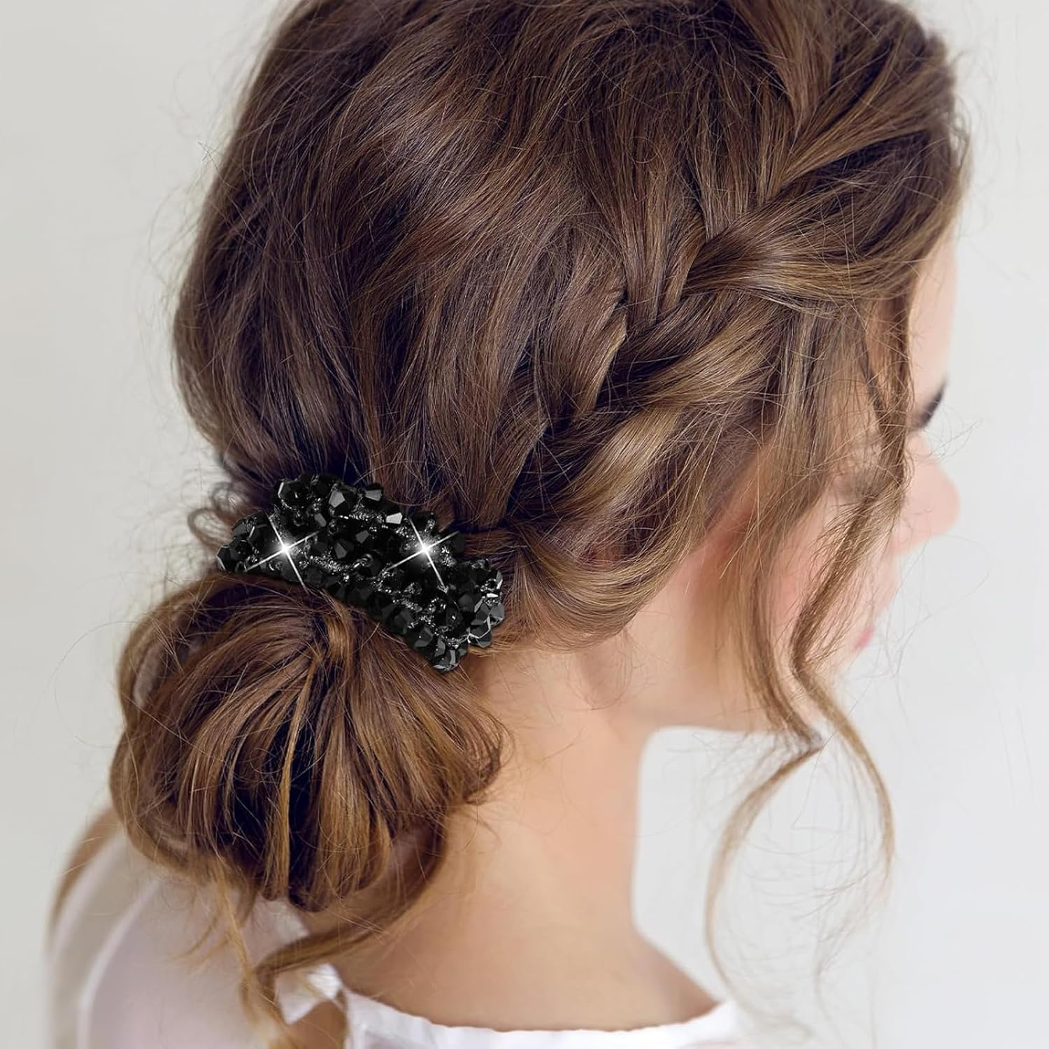 Tavvke 3 Pcs Rhinestone Hair Ties, Crystal Elastic Scrunchies, Non-Slip Beaded Ponytail Holders, Sparkly Hair Accessories for Women and Girls