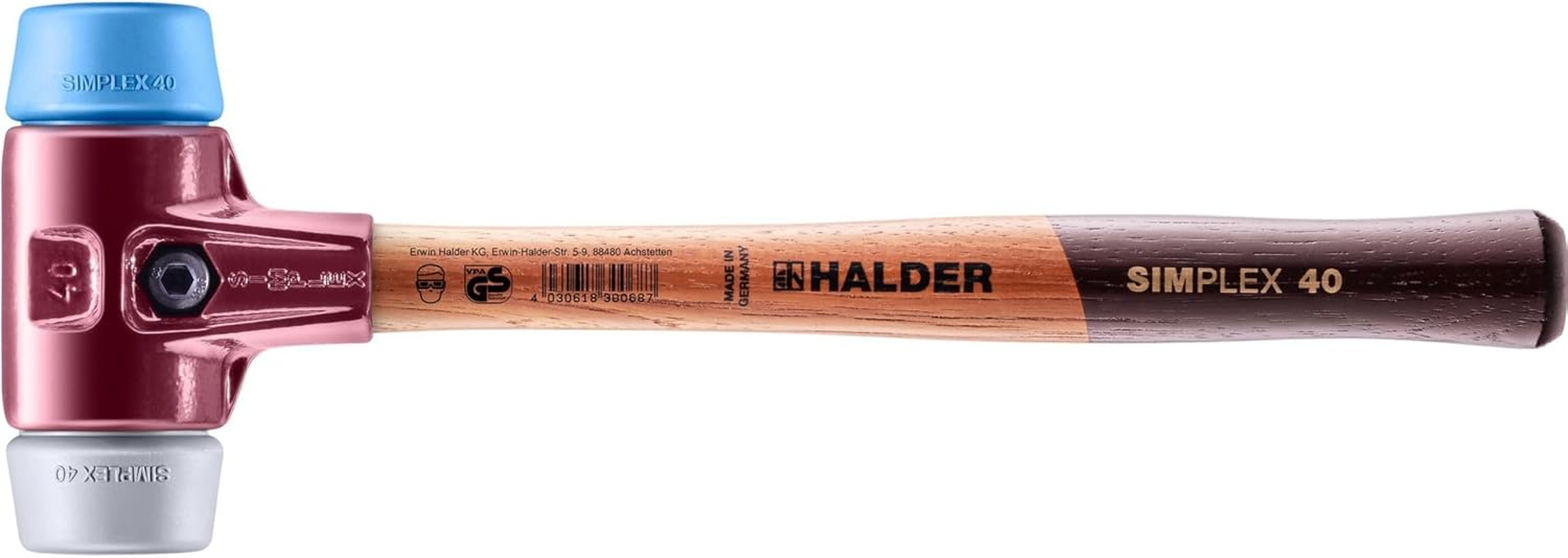 Halder Simplex Tpe-Mid/Tpe Soft-Face Mallet Hammer with Cast Steel/Wood Handle, 40 Mm Diameter image number 1