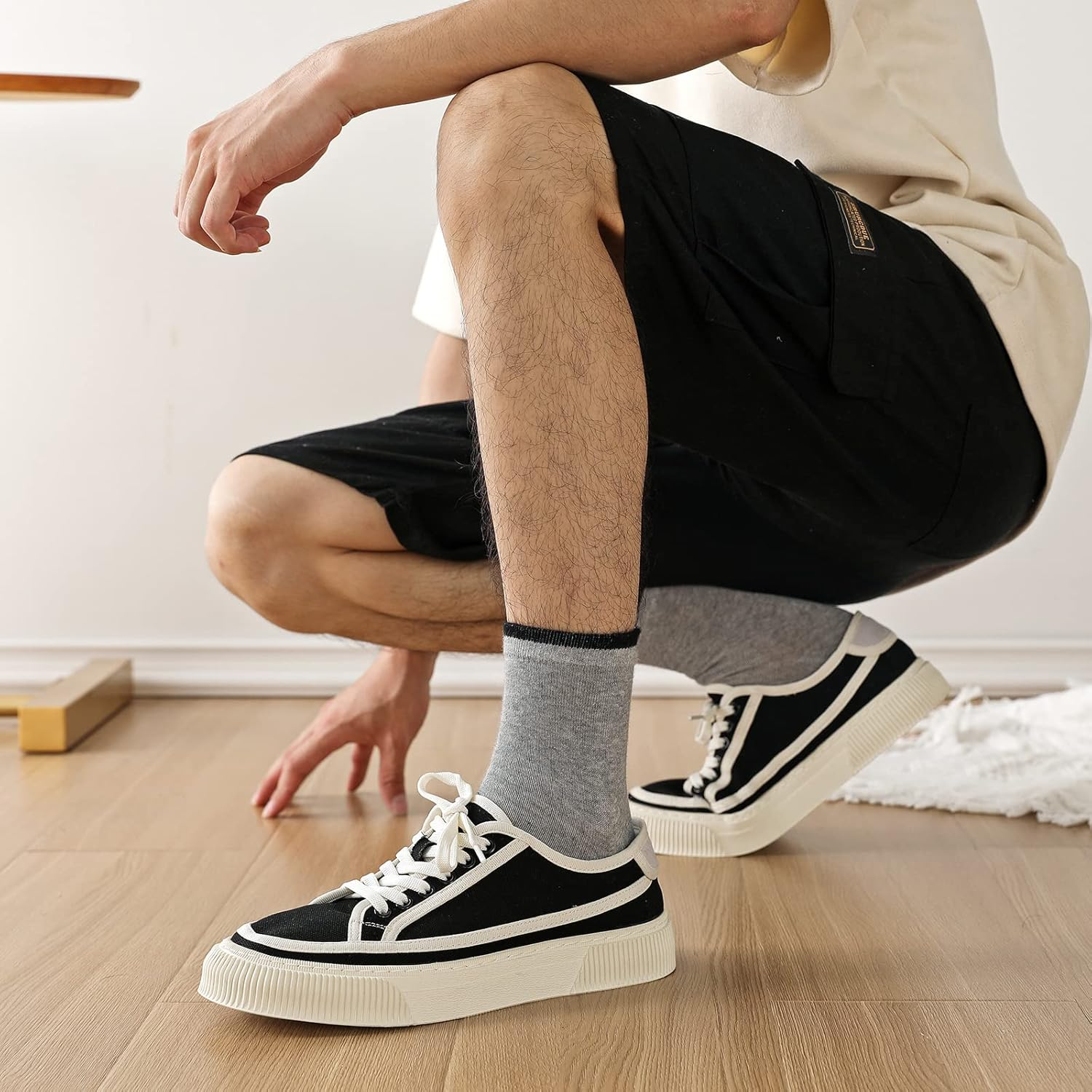 Mens Toe Socks Crew Running Five Finger Socks Cotton image number 6